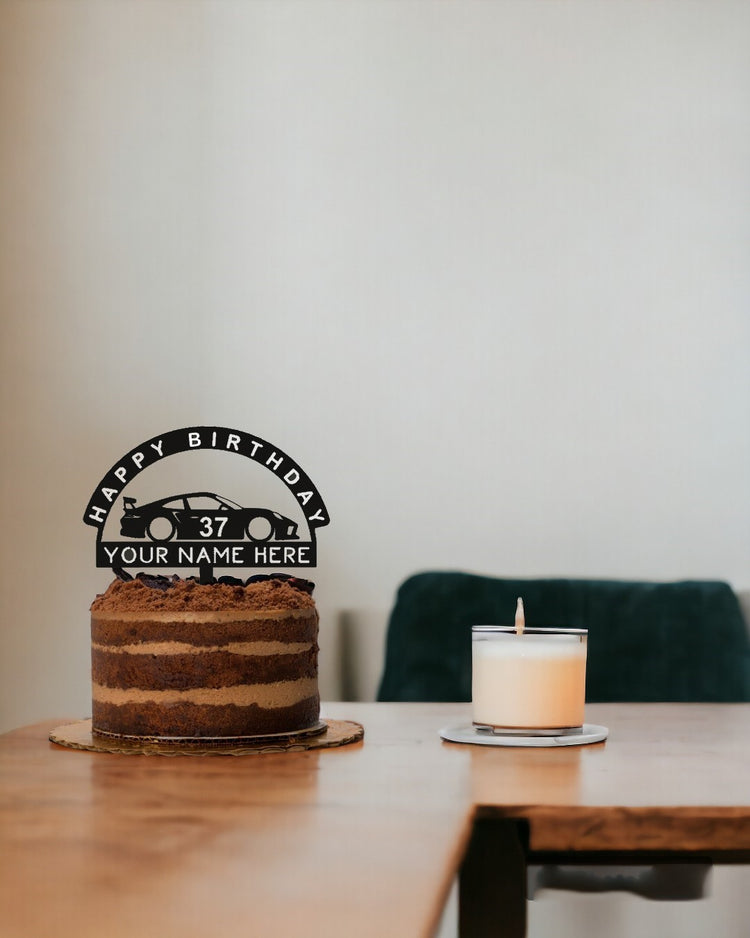 personalized Porsche cake topper