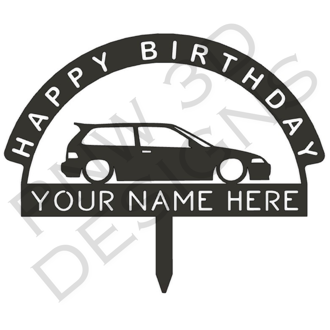 Birthday cake topper| Honda Civic EF cake topper | Personalized Cake Topper | car-themed car topper |