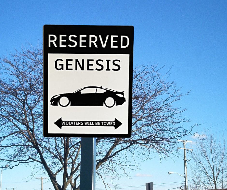 Hyundai Genesis reserved parking sign | custom parking sign |