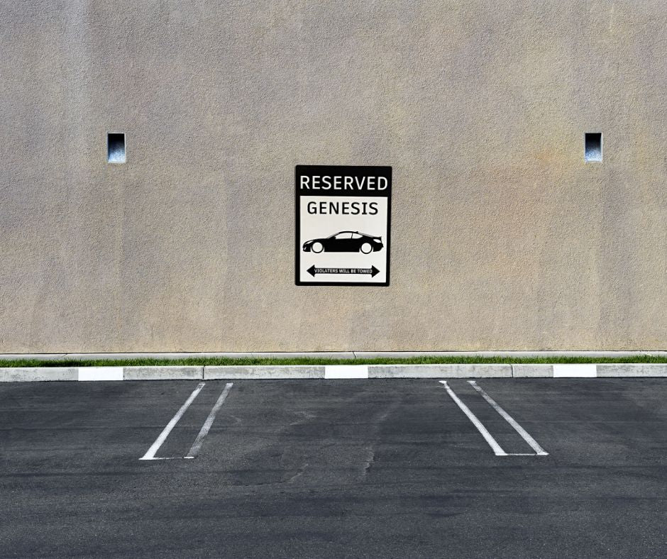 Hyundai Genesis reserved parking sign | custom parking sign |