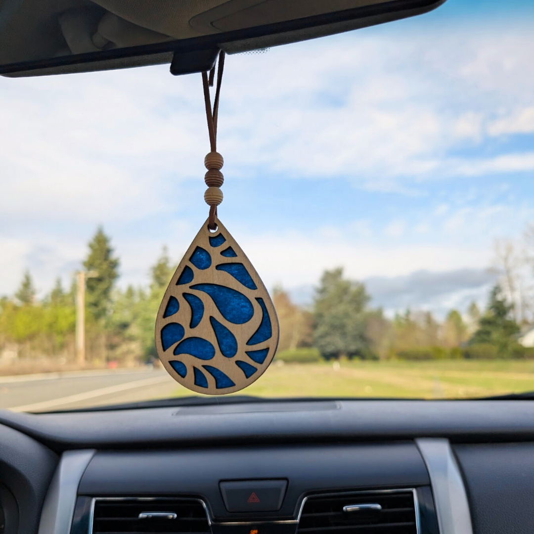 Droplet Car Air Freshener - Natural Boho Air Freshie -Essential oil diffuser