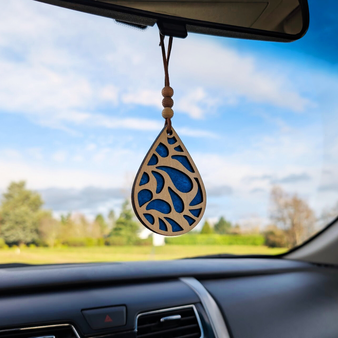 Droplet Car Air Freshener - Natural Boho Air Freshie -Essential oil diffuser