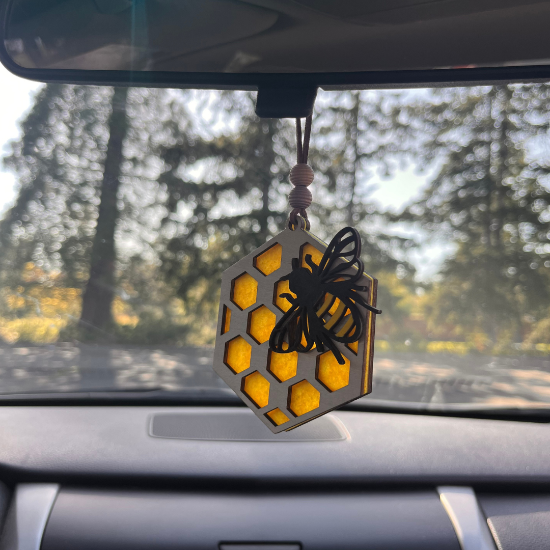 Honeycomb with Bee Car Air Freshener