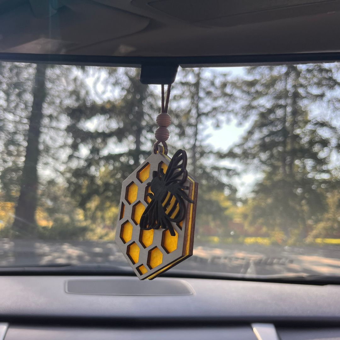 Honeycomb with Bee Car Air Freshener