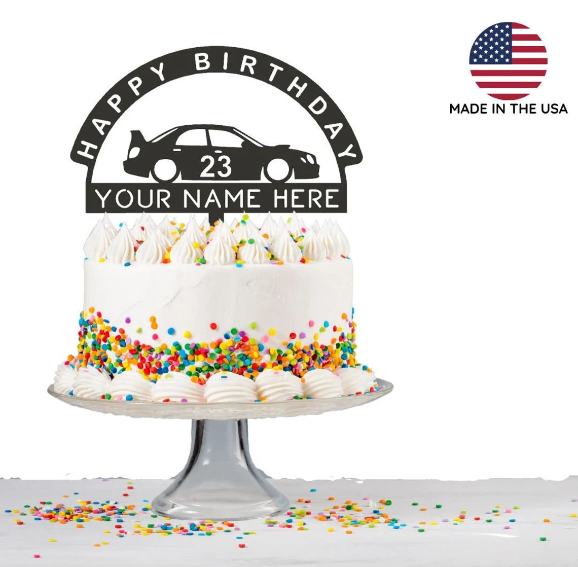 Birthday cake topper| Subaru bugeye cake topper | Personalized Cake Topper | car themed car topper |car birthday cake topper