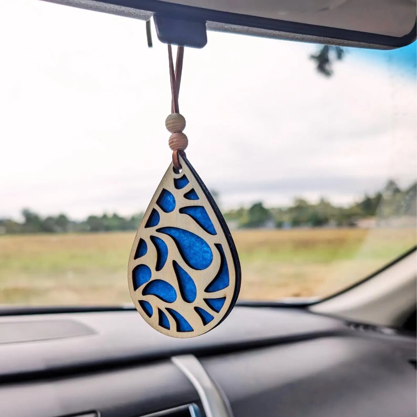 Droplet Car Air Freshener - Natural Boho Air Freshie -Essential oil diffuser