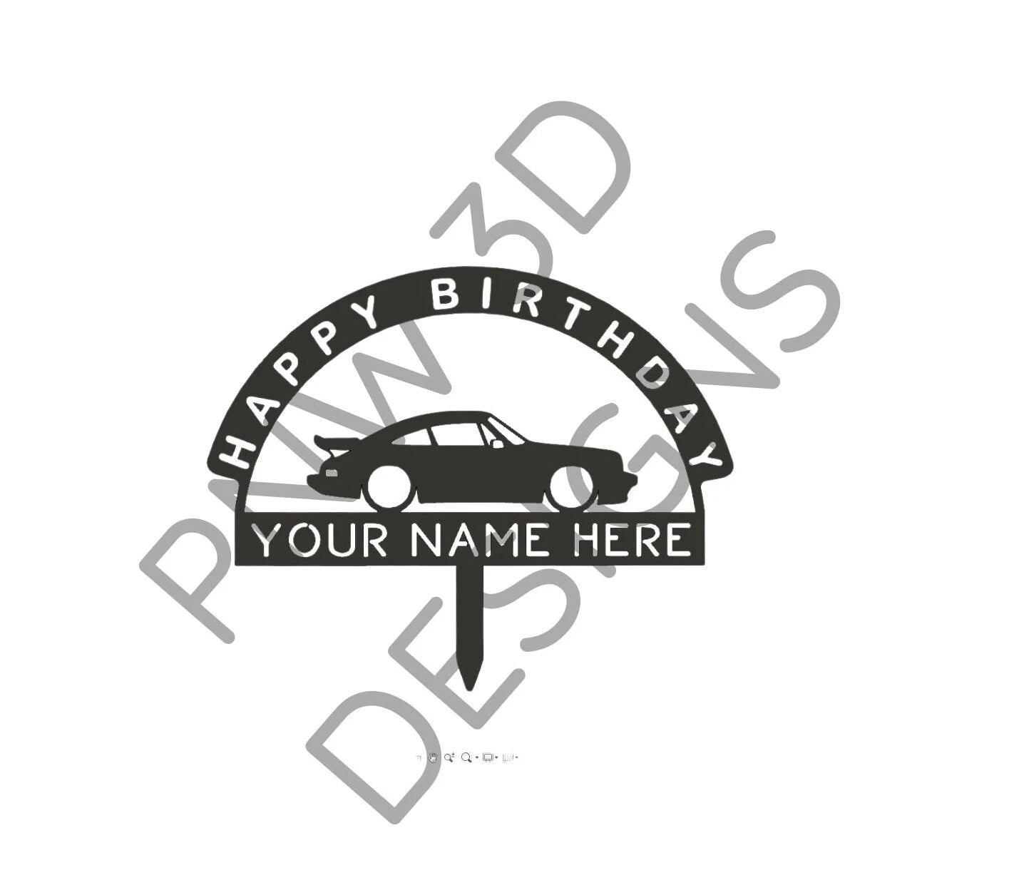 Classic Porsche 911 Birthday  cake topper | Personalized cake topper | Sports car cake topper