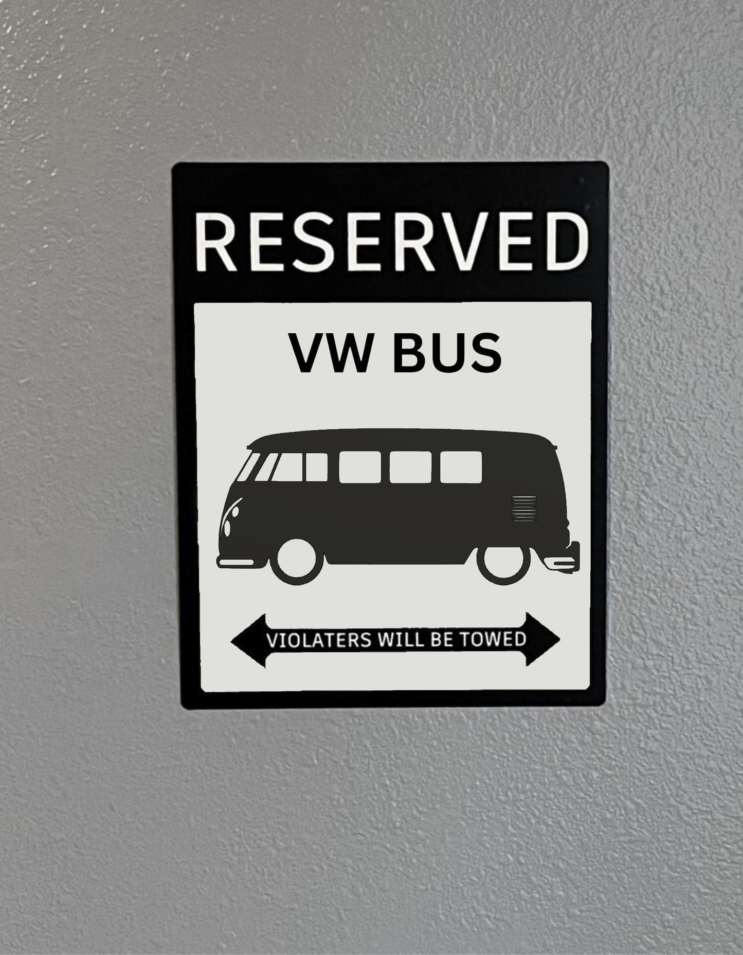 Vw bus reserved parking sign